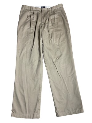 Dockers D4 Mens Tan Relaxed Fit Pleated Casual Pants Size 36 x 32