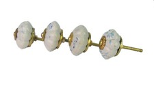 Set Of Four White Ceramic Furniture Décor Knobs Drawer Pulls knobs. i24-230