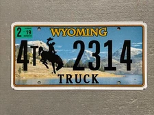 WYOMING LICENSE PLATE BUCKING BRONCO RANDOM LETTERS/NUMBERS TRUCK  🤠