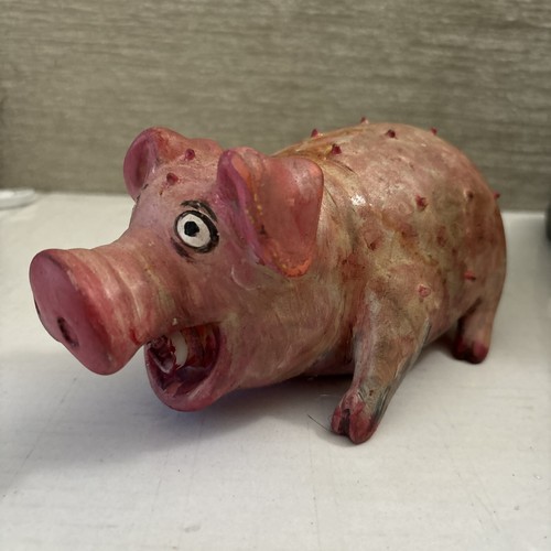 VTG Pink Pig Animal Squeaks Sound When Squeezed Toy Figure RARE 8.5X3.4 EUC - Picture 6 of 12