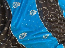Beautiful Black, Blue Sari | Silver Embroidery | Great Condition