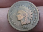 1873 Indian Head Cent Penny- Good/VG Details, Open 3
