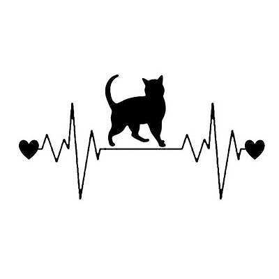 per amanti del gatto colore VIPIH Adesivo adesivo in vinile per auto con battito cardiaco nero 