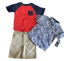 U.S. polo BOYS 3 PIECE SET - SHIRT, TEE  SHORTS  Size 5