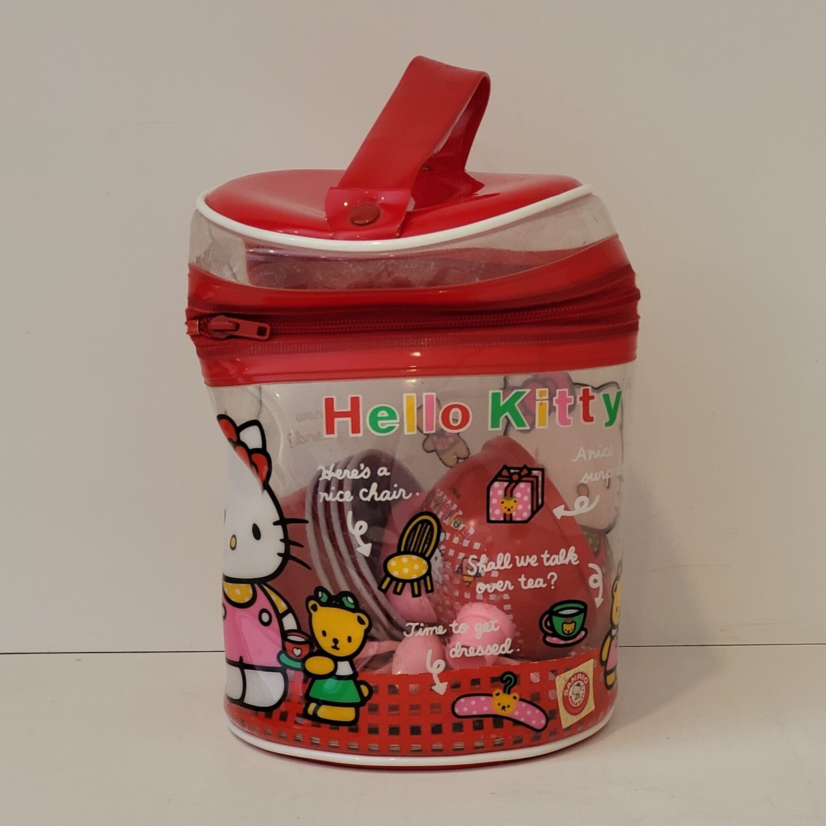 Hello Kitty Sanrio 1992 Red Vintage Tea Set Tin Plastic Bag | eBay