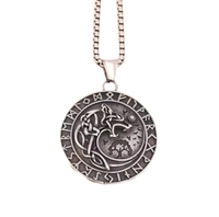 Nordische Halskette - Wolf Rune Wikinger Vikings - Silber Amulett AnhäNger 60 Cm