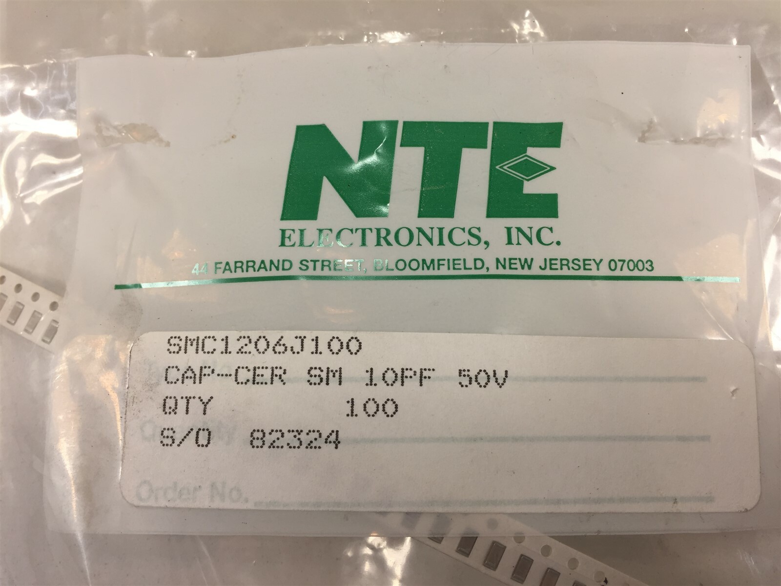 (50) NTE SMC1206J100 Surface Mount Multilayer Ceramic Capacitor 10pf - Lot of 50