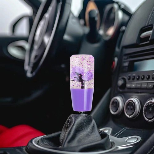 10cm JDM Clear All Purple Glitter Real Rose Flower Manual Gear Stick Shift Knob - Picture 10 of 10