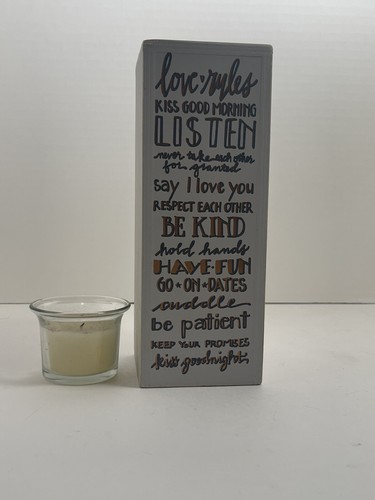 Love Rules Wooden Candle Holder - Picture 6 of 15