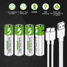 USB AA Lithium ion Rechargeable li-ion Battery 1.5V Fast Charger Type C Cable 8X