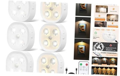 Rechargeable Puck Lights with Remote, 1500mAh Under Cabinet Lighting, 6 PCS