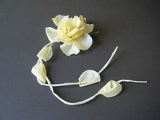 Antique Rose w bud foliage silk velvet yellow color Millinery hat or corsage
