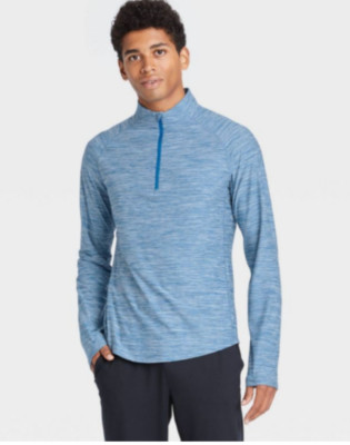 New Mens Soft Stretch Cozy 1/4 Zip Pullover - All in Motion Blue -MSRP $30