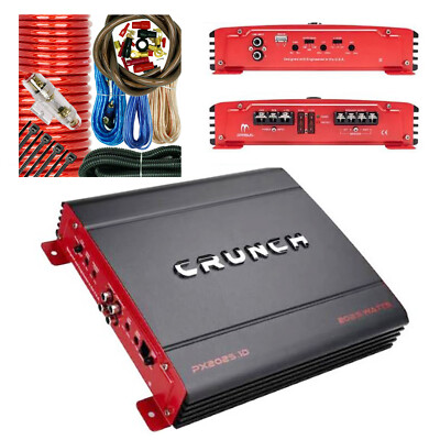 CRUNCH PX-2025.1D Crunch 2000 Watts Power X Mono Audio Amplifier + 4 Ga Amp Kit