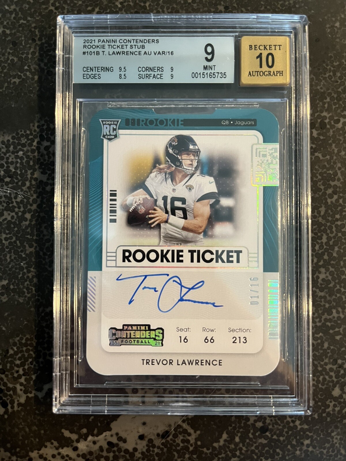 Trevor Lawrence Panini Contenders #101 Variation-Autograph-Stub