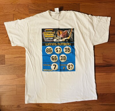 Vintage Pittsburgh Sports Superball Lottery Mens Size XL White Shirt