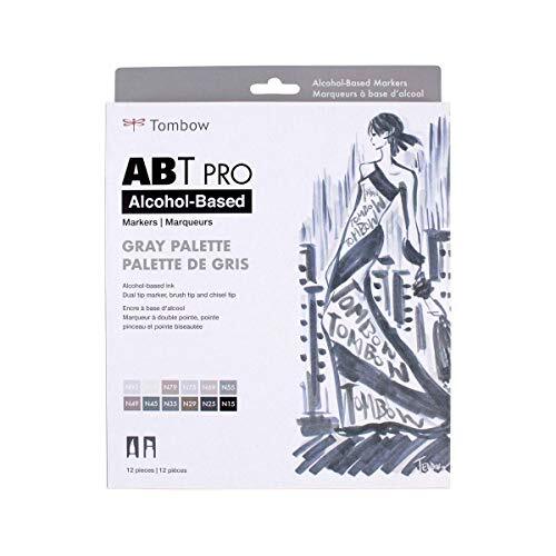 56962 ABT PRO Alcohol Markers Gray Palette Set of 12 Colors - Dual Tip Perman...