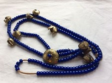 Brass Sleigh beads Cobalt blue strand multiuse equestrian farm decor