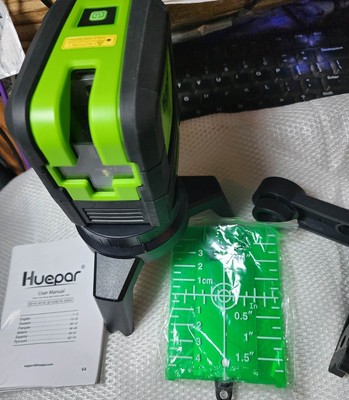 Cross Line Laser Level with 2 Plumb Dots - Huepar 9211G Green Beam Self Leveling