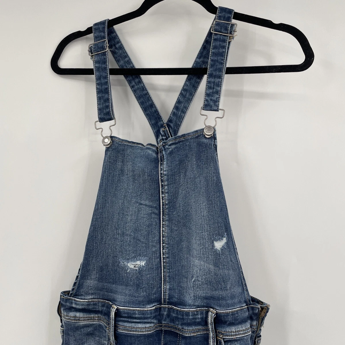 American Eagle Super Stretch Jegging Jeans Overalls Women s 14 Reg Distressed