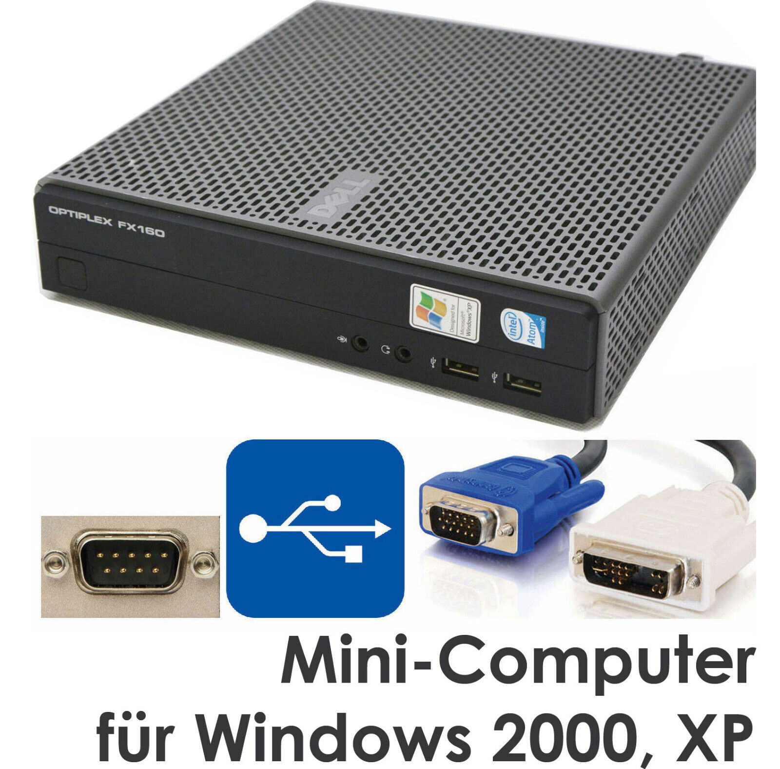 Very Silent Mini PC Dell FX160 Thinclient 80GB HDD 2GB SSD Module 2GB RAM  #O32