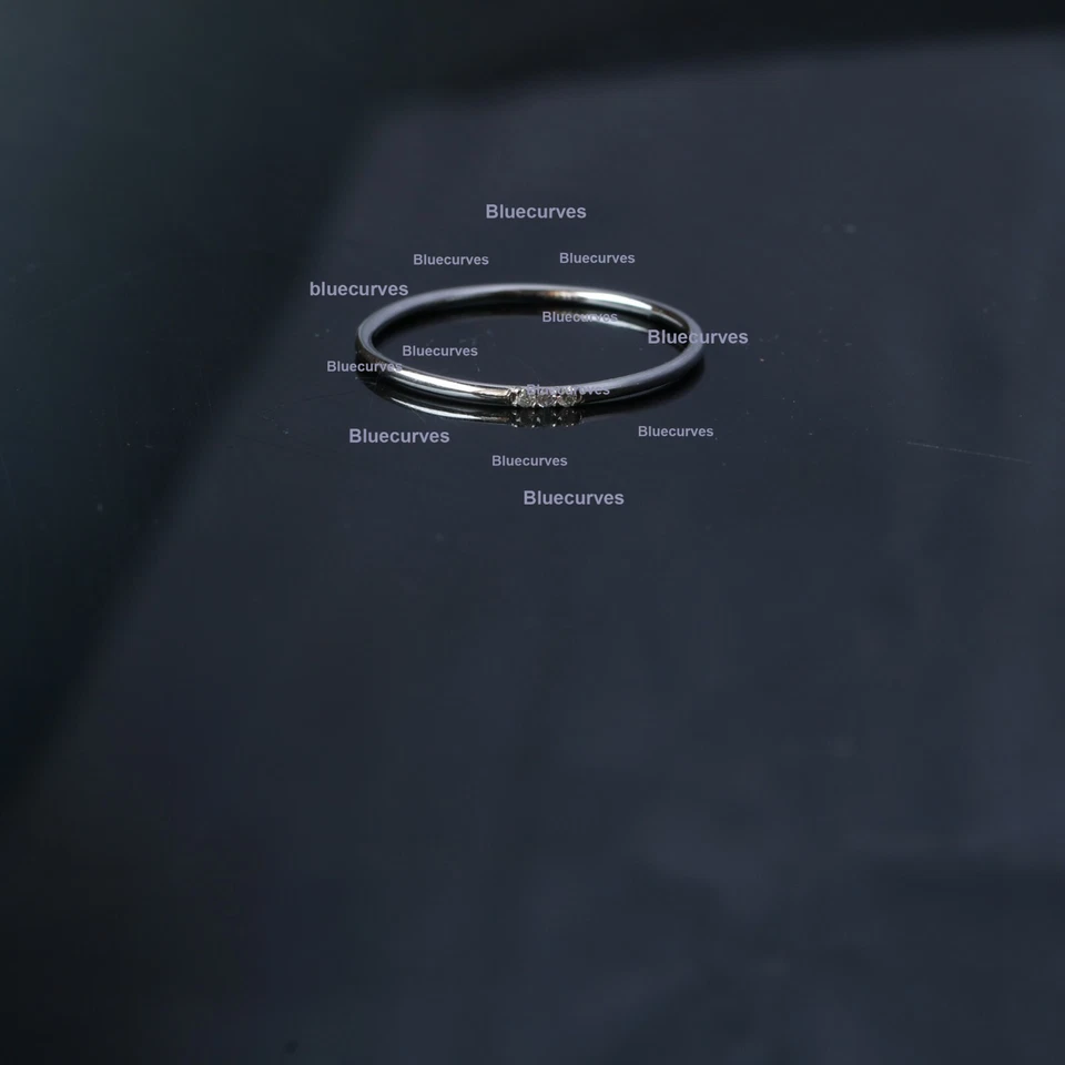 3 Diamond Dainty Petite Band Ring With 14k Solid White Gold Gift Fine Jewelry - Image 2 of 3