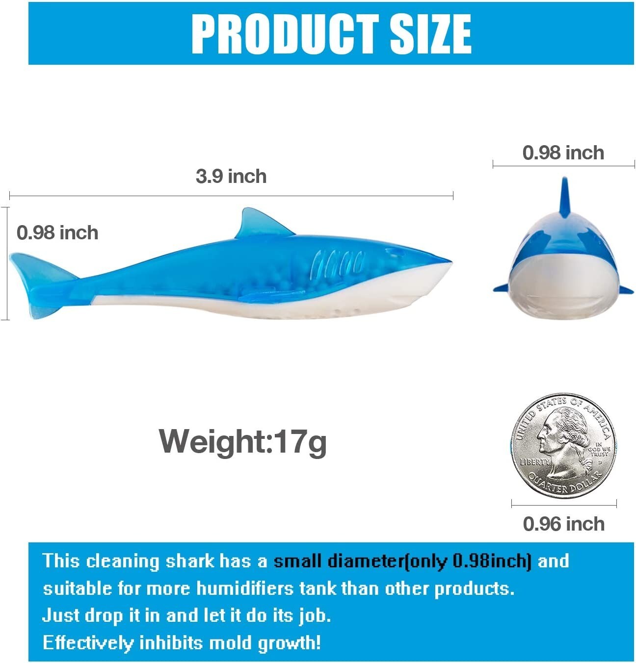 8pc Humidifier Tank Cleaner Fish Shark Ultrasonic Evaporative Water Treatment