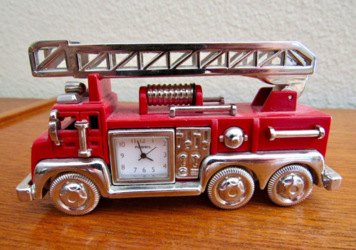 Vintage Fossil Limited Edition Timepiece Red Fire Truck Clock-Ladder Moves- EUC - Picture 1 of 8