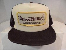 Vintage Rare BrassFlame Woodstoves Hat, Brown With Patch, Mesh Trucker Cap