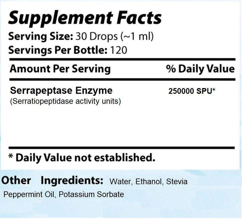 Enzima Absonutrix Serrapeptase 4 Fl Oz Antioxidante 250000 SPU Fácil Absorción Foto 2 de 4