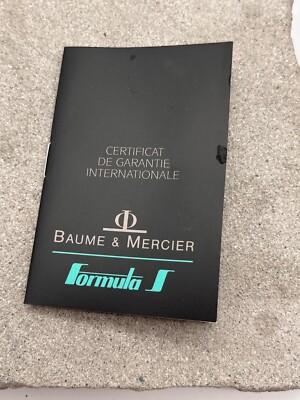 #1590 ORIGINAL BAUME & MERCIER FORMULA S ZERTIFIKAT BOOKLET BLANKO BLANC LEER