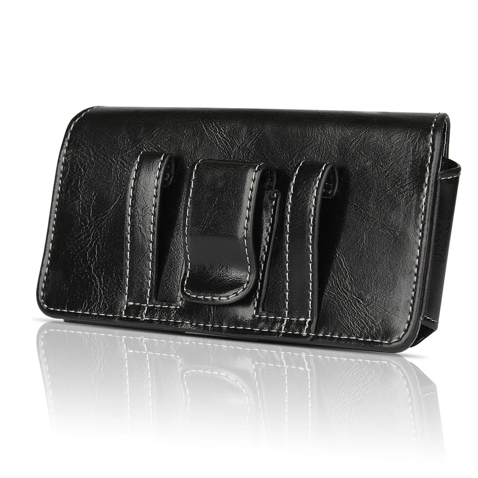 Горизонтальный кожаный мешочек ремень зажим кобура чехол для iPhone 8 7 и SAMSUNG S9/S8 + - Изображение 3 из 4