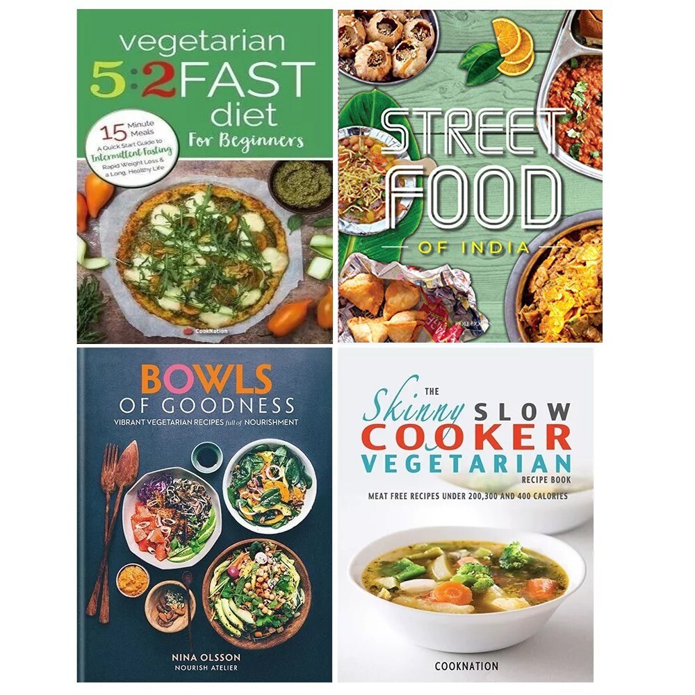 Bowls of Goodness,Vegetarian 5:2 Fast,Skinny Slow,Fresh Easy Indian 4 Books