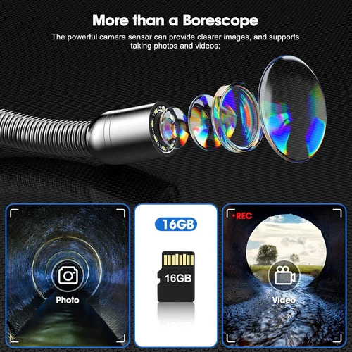 Comstex 25M 9'' 16GB Video Borescope Industrial Pipe Inspection Sewer Camera - Picture 2 of 8
