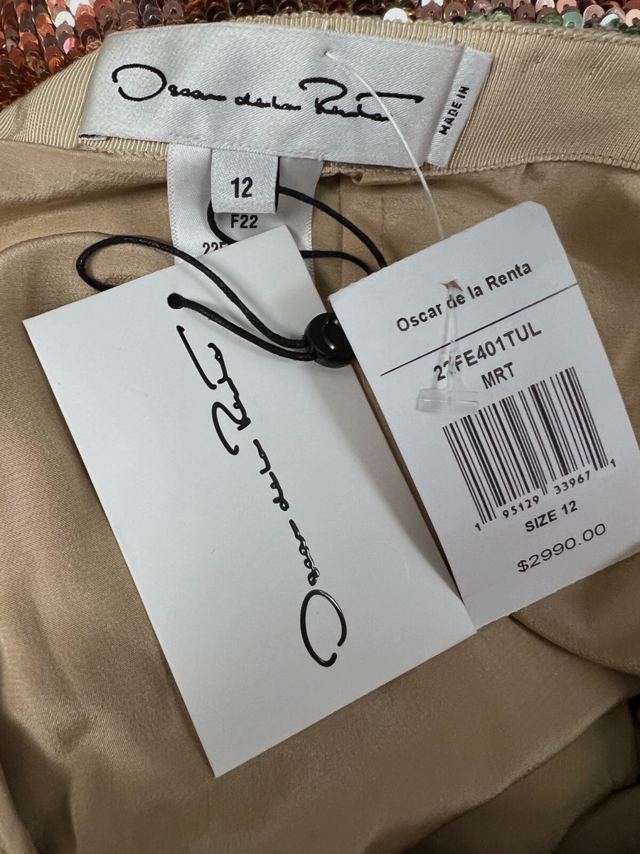 Jupe Oscar De La Renta Taille 6P Magenta/noir Brodée Paillettes - Occasion Très Bon état