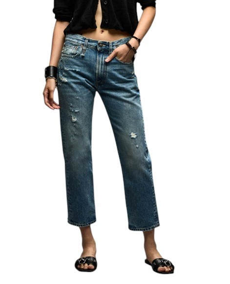 R13 Boyfriend Jeans Distressed Bleu W25 Bain Blue