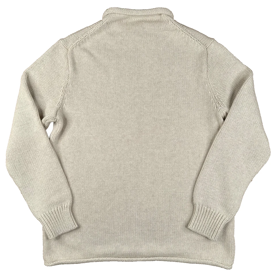 J Crew Sweater Orasman Roll Neck Ribbed Knit Mens M Beige Heavy Wool Fisherman - Image 4 of 4