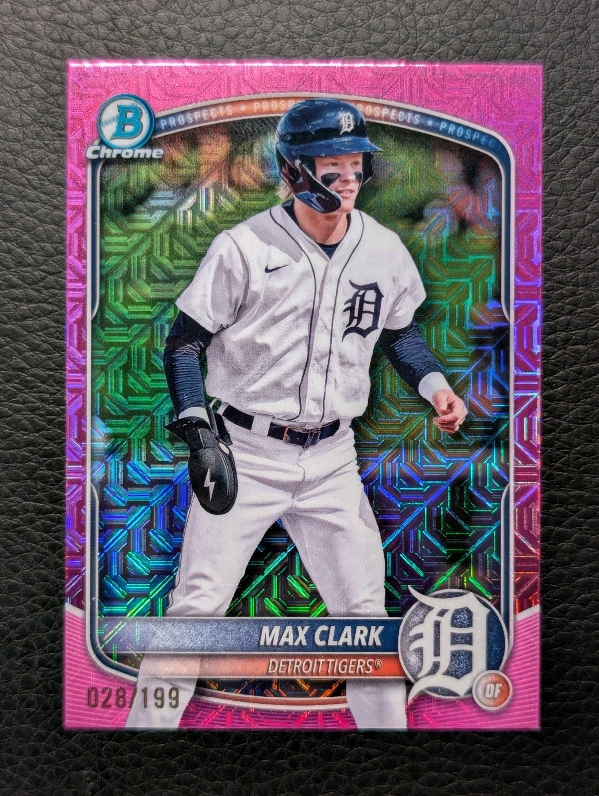2025 Bowman Chrome Prospects Max Clark #BCP-24 Pink Mojo Refractor /199 Tigers