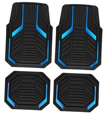 Heavy Duty Rubber Floor Mats Aluminum Film Car Mats Set, Front and Rear Blue