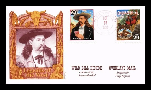 US COVER WILD BILL HICKOK & OVERLAND MAIL LEGENDS OF THE WEST FDC HAND CANCEL