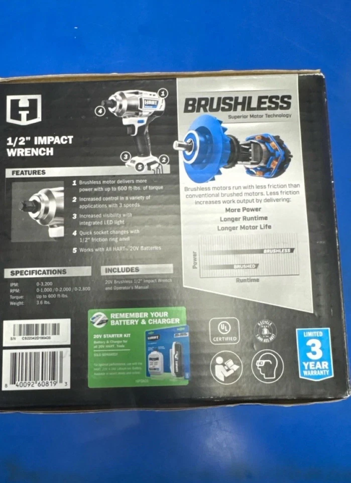 HART TOOL HPIW25 1/2" LLAVE DE IMPACTO (I-12484) Foto 2 de 4