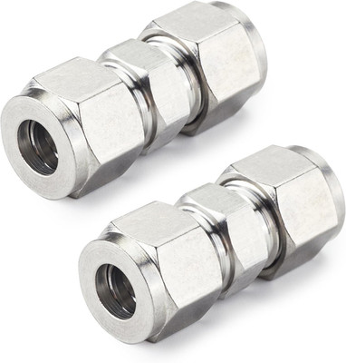 304 Stainless Steel Compression Tube Fitting, Union, 3/8'' OD X 3/8'' OD (2 Pcs)