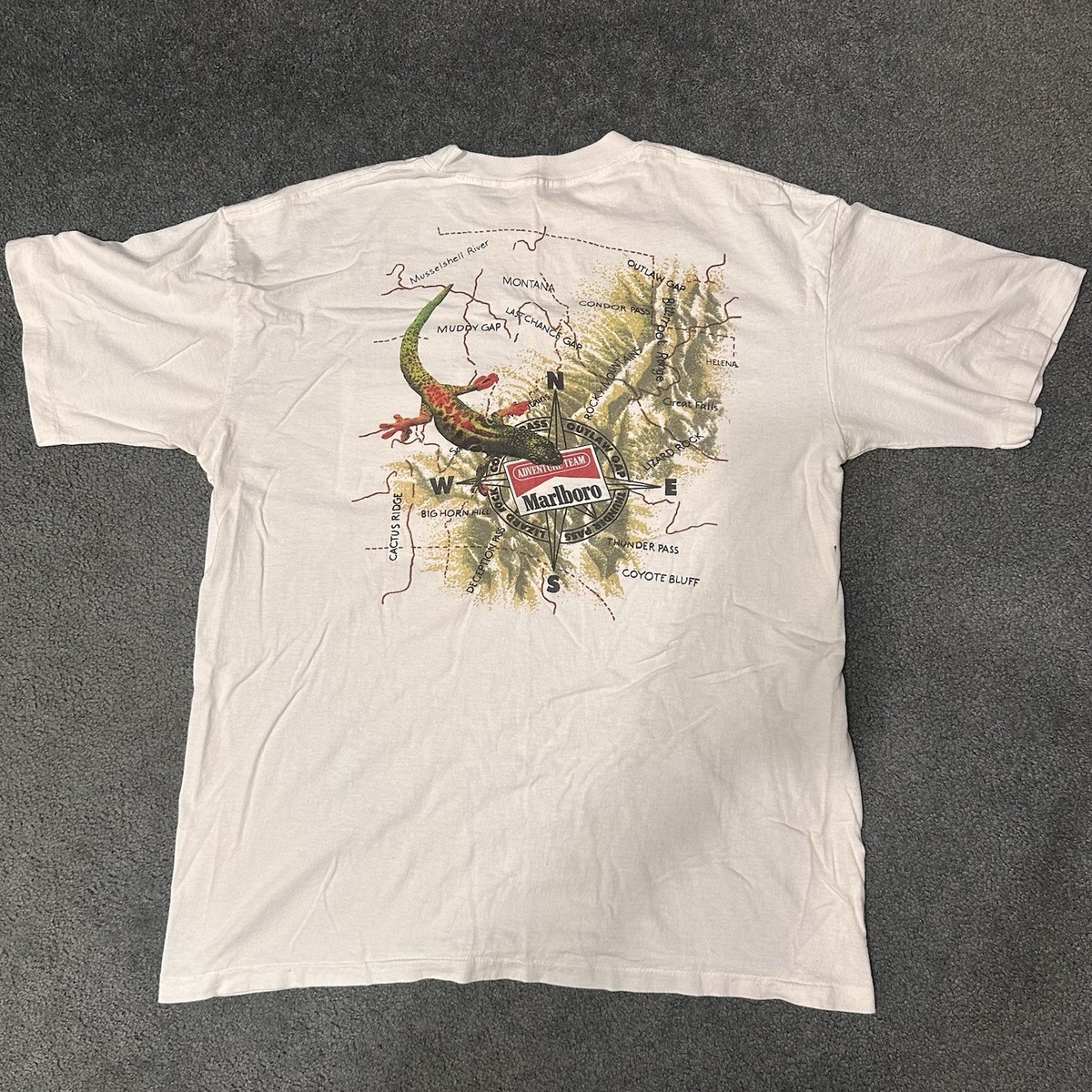 Vintage 90s Marlboro Adventure Team Lizard Rock Pocket Map Gecko T 