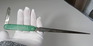 Vintage Utica Cutlery Co. NY Bakelite Handle Letter Opener Folding Pocket Knife