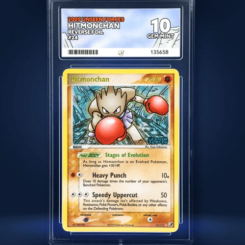 ACE 10 Hitmonchan - EX Unseen Forces Reverse Holo Rare #24 Pokemon Gem Mint