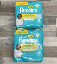 Lot Of 2 Pampers Swaddlers Healthcare Plus Diapers Size 1, 20 pc 40ct
