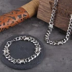 Viking Polished Cuban Chain Thin Stainless Steel Bracelet Necklace Chain Men Box