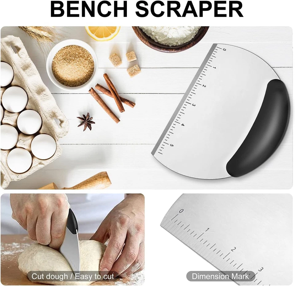 Raspador de masa, alfombrilla de silicona para hornear, juego de batidora de pastelería de acero inoxidable que... Foto 3 de 4