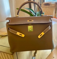 Hermes Kelly  32 Etoupe, TOGO Leder Schultertasche Handtasche