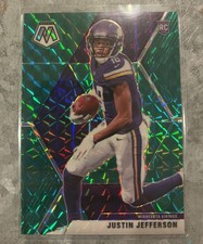 2020 Panini Mosaic Justin Jefferson Green Prizm Rookie Card RC #209. rookie card picture